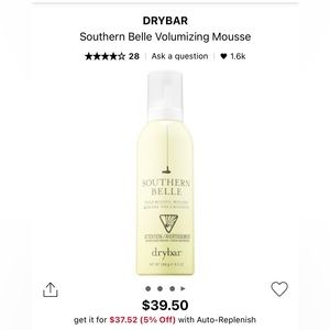 Drybar Southern Belle Mousse. Used once for a wedding